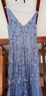 Blue Leaf Pattern Sequin Mermaid Dress