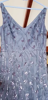 Blue Leaf Pattern Sequin Mermaid Dress