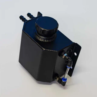 1L Universal Aluminium Engine Oil Catch Can / Radiator Breather Overflow Water Tank – Black