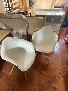 White designer inside chairs
