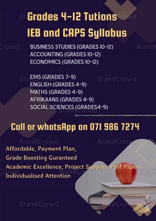 Affordable and Expert grades 4-12 tuition for CAPS and IEB syllabus