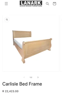 Lanark Carlisle King Extra Length pure oak sleigh bed with Whisper medium-firm mattress