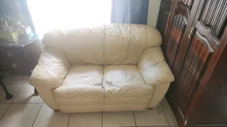 Two Seater and One Seater Cream colored Couch Set