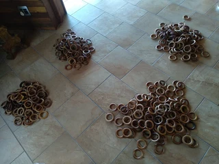 approx. 70 used Curtain Rings Wood