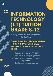It Tutoring – Grades 8–12 (caps)  And University Programming