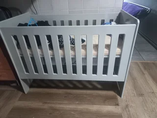 Light Grey Cot and Cabinet