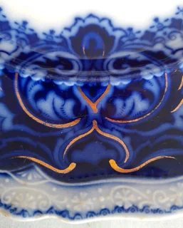 Vintage Dinner Plate - Blue, White and Gold Colour