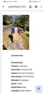 Judith (46) Zim Domestic Helper / Laundry / Nanny Seeks Full Or Part Time Job Around Gauteng