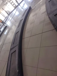 Reception desk, display units, wooden Islands