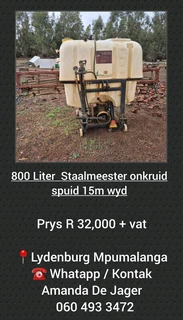 800 Liter Staalmeester onkruid Spuit