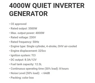 4000w inverter generator