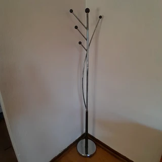 Chrome and Wood Hat Stand