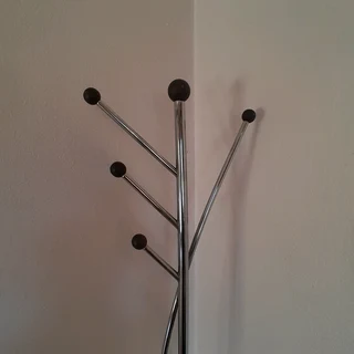 Chrome and Wood Hat Stand