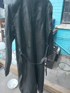 Genuine leather trench coat