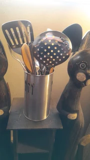 Kitchen Utensils..never In Use..brand New..stainless Steel,plus Holder For Utensils.