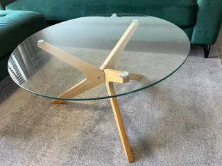 &#64;home 3 seater couch and matching ottoman in Emerald Green Suede fabric.