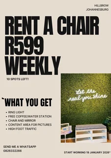 Hairdressers and nail techs Wanted — Rent a Chair!