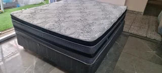 QUEEN BED WITH THICK HEAVY DUTY PILLOWTOP MATRESS AND BED BASE SELLING FOR R4500