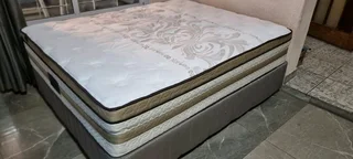 Selling original queen bed with double spring heavy duty matress and base