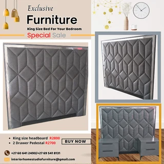 King Size Plurma Headboard And Pedestals