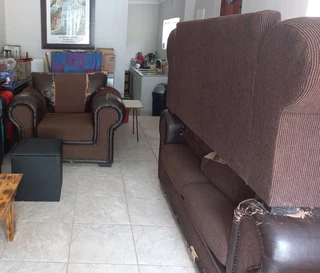 Faux Leather &amp; Fabric Lounge Suite For Sale ~ Negotiable Cash Only Sale