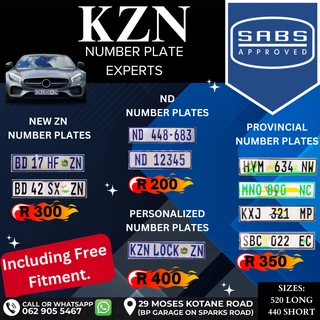 KZN Number Plate Experts | Made While You Wait.