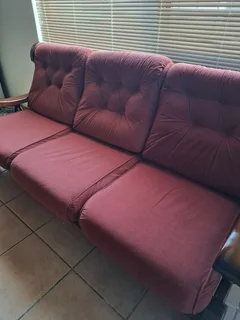 Solid Imbuia wood lounge set.