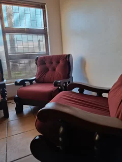 Solid Imbuia wood lounge set.