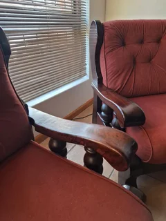 Solid Imbuia wood lounge set.