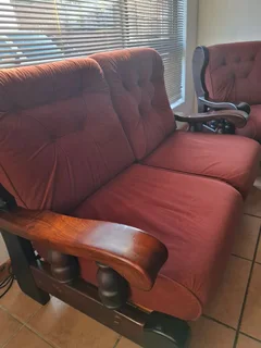 Solid Imbuia wood lounge set.