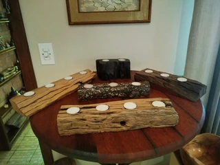 Candle holders made from railway sleeper wood