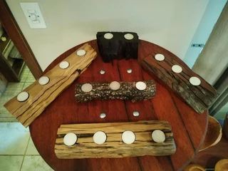 Candle holders made from railway sleeper wood