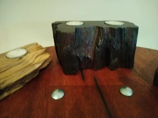 Candle holders made from railway sleeper wood