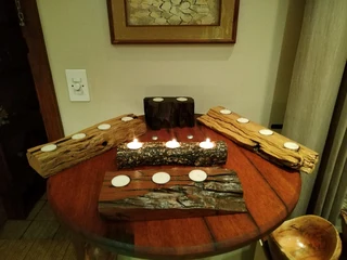 Candle holders made from railway sleeper wood