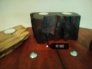 Candle holders made from railway sleeper wood