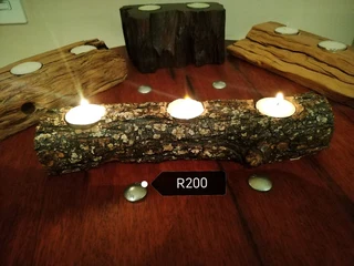 Candle holders made from railway sleeper wood