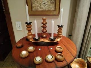 Candle holders made of wood for taller candles