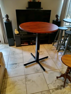 Bar table or Kitchen wooden tops and steel legs with adjustable steel feet
