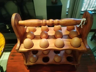 Wooden egg holder, basket / crate for carrying or storing eggs