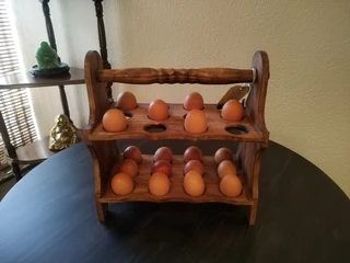 Wooden egg holder, basket / crate for carrying or storing eggs
