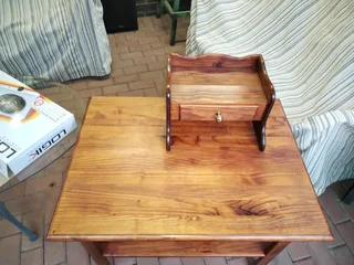 Wooden table with console and draw on top. R350, collection in Edleen Kempton Park