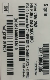 Signia 3Ax [left] hearing aid with accessories