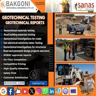 Geotechnical Testing| Geotechnical Reports | Sanas Accreditation Nr T1018 | Bakgoni.com