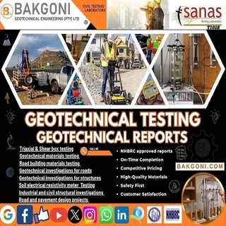 Geotechnical Testing | Geotechnical Reports | Sanas Accreditation Nr T1018 | Bakgoni.com