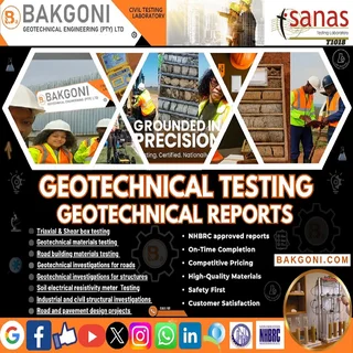 Geotechnical Testing | Geotechnical Reports | Sanas Accreditation Nr T1018 | Bakgoni.com