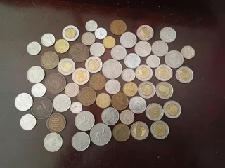 Coins from different countries and time periods