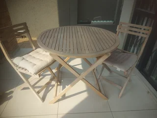 Round Patio Table with 2 Chairs &amp; Square Table