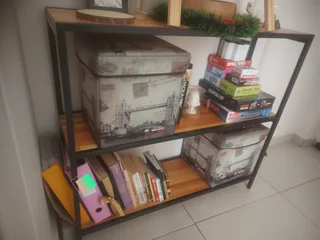 Two-Tier Wooden Book shelf with metal frame
