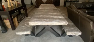 Solid Pine Wood Table 8/10 Seater 2.5 Meter Long with 2 Benches