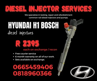 Hyundai H1 Bosch Diesel Injectors With Warranty